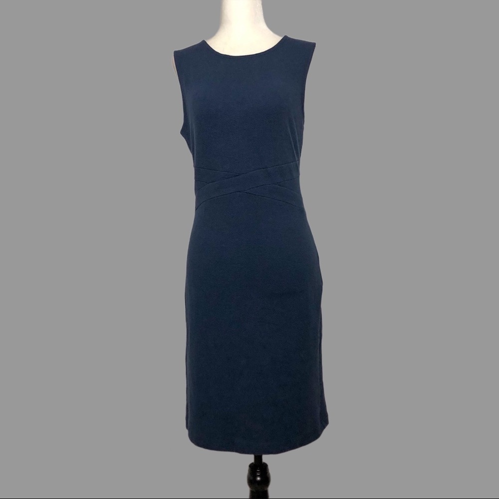 🧡 M 🧡 NWT Anthro Dress Dark Blue Textured Keyhole Back Sleeveless​